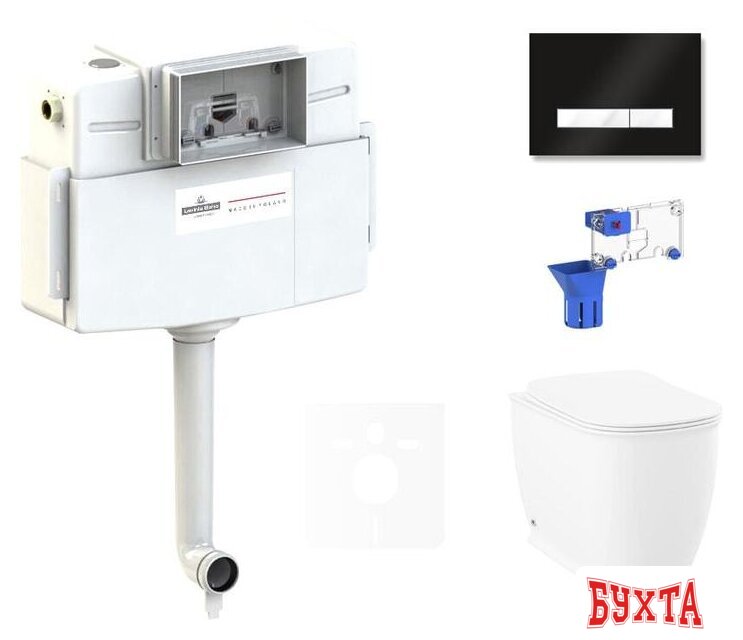 Унитаз приставной Lavinia Boho Relfix Bell Pro 5 в 1 87551007 (черный/белый стекло) 1