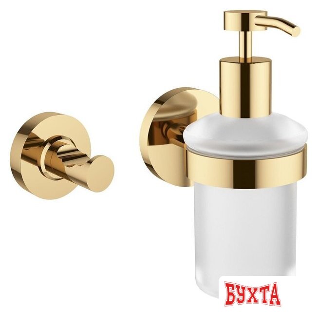 Набор аксессуаров для ванной Wellsee Finishing Touch 182513001 (дозатор для жидкого мыла, крючок, золотой)