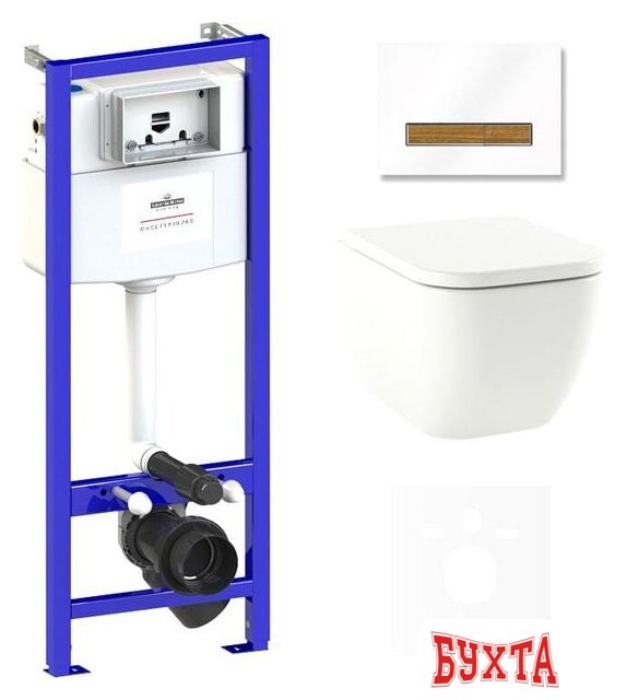 Унитаз подвесной Lavinia Boho Relfix One Rimless 6 в 1 75110111 (белый/светлое дерево стекло)