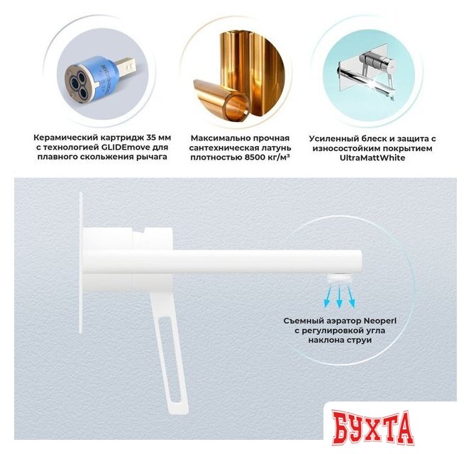 Смеситель Wellsee ONCE! and forever 182415001, встраиваемый (матовый белый) 2