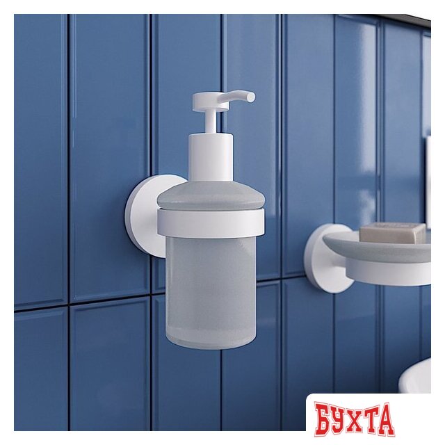 Дозатор для жидкого мыла Wellsee Finishing Touch 182515000 с держателем (матовый белый) 4