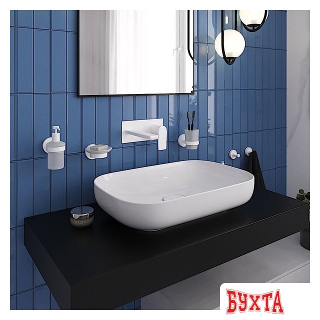 Дозатор для жидкого мыла Wellsee Finishing Touch 182515000 с держателем (матовый белый) 5