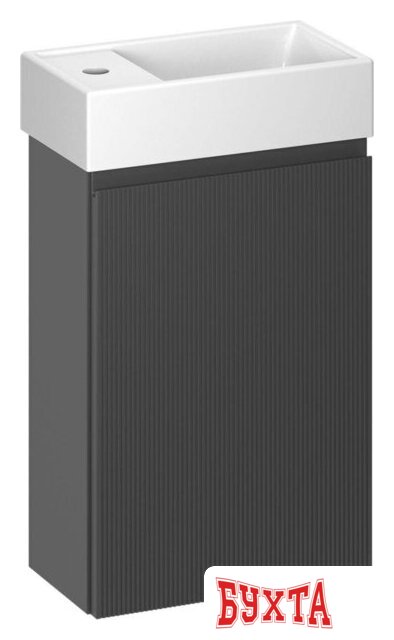 Мебель для ванных комнат Wellsee Тумба под умывальник 2 в 1 WC Area 221802002 (тумба/матовый темно-серый, раковина/глянцевый белый, без ножек)