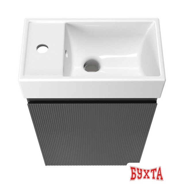 Мебель для ванных комнат Wellsee Тумба под умывальник 2 в 1 WC Area 221802002 (тумба/матовый темно-серый, раковина/глянцевый белый, без ножек) 3