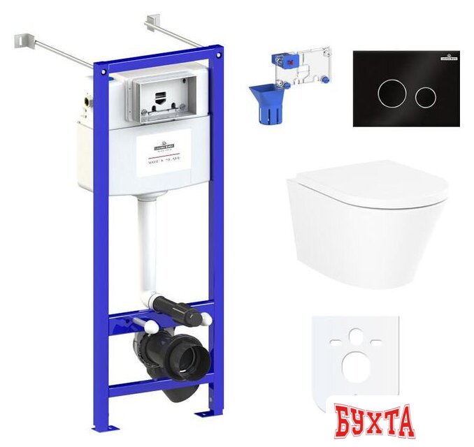 Унитаз подвесной Lavinia Boho Relfix Biore Rimless 7 в 1 87050192 (черное стекло)