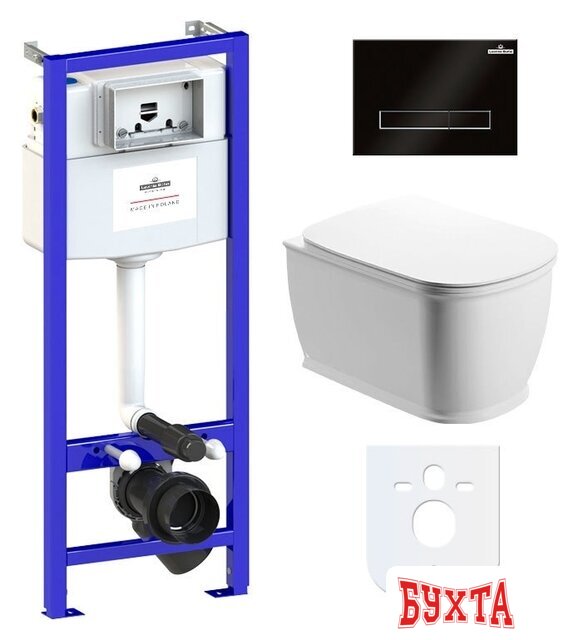 Унитаз подвесной Lavinia Boho Relfix Bell Pro Rimless 6 в 1 77040046 (черное стекло)