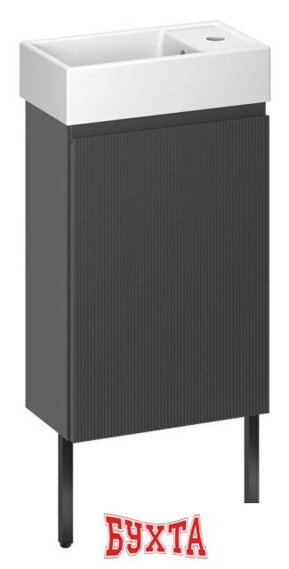 Мебель для ванных комнат Wellsee Тумба под умывальник 3 в 1 WC Area 221802005 (тумба/матовый темно-серый, раковина/глянцевый белый, ножки/матовый черный)