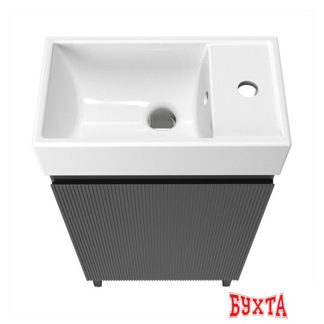 Мебель для ванных комнат Wellsee Тумба под умывальник 3 в 1 WC Area 221802005 (тумба/матовый темно-серый, раковина/глянцевый белый, ножки/матовый черный) 3