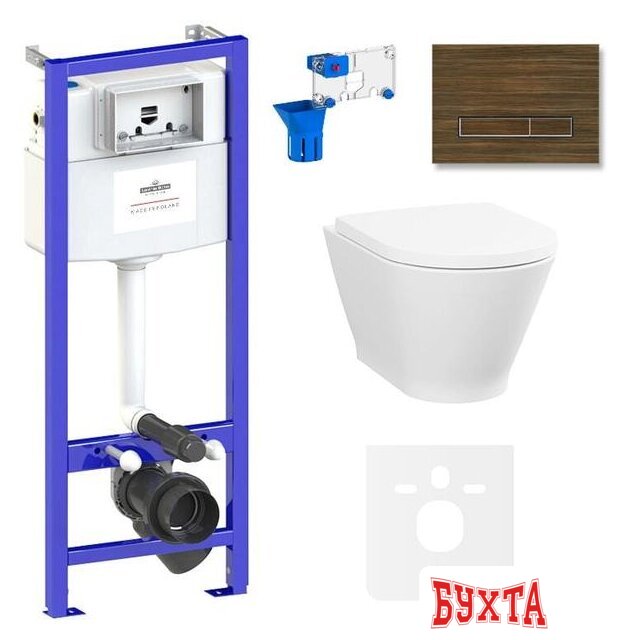 Унитаз подвесной Lavinia Boho Relfix Elegant Rimless 7 в 1 87561100 (венге пластик)