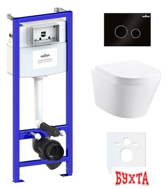 Унитаз подвесной Lavinia Boho Biore Compacto Rimless 6 в 1 77040096 (черное стекло) 1