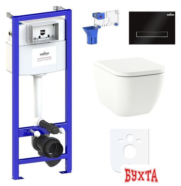 Унитаз подвесной Lavinia Boho Relfix One Compacto 7 в 1 87040070 (черное стекло) 1