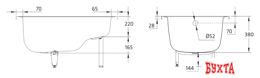 Ванна BLB Europa Mini 105x70 (с сиденьем и ножками) 4