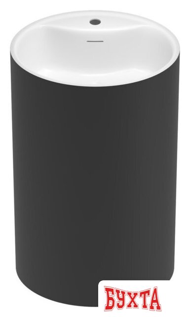 Умывальник Wellsee Coquillage 23280300 (отдельностоящий, с отверстием под смеситель, цвет матовый черный/глянцевый белый) 2