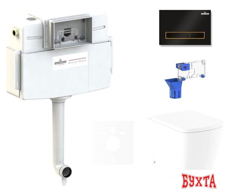 Унитаз приставной Lavinia Boho Relfix Aveo Rimless 5 в 1 87551078 (черный/золотистый пластик)