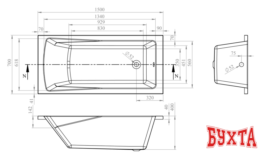 Ванна Lavinia Boho One 150x70 37010050 4
