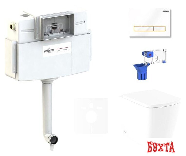 Унитаз приставной Lavinia Boho Relfix Aveo Rimless 5 в 1 87551079 (белый/золотистый пластик)