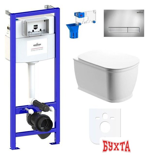 Унитаз подвесной Lavinia Boho Relfix Bell Pro Rimless 7 в 1 87040038 (хром пластик)