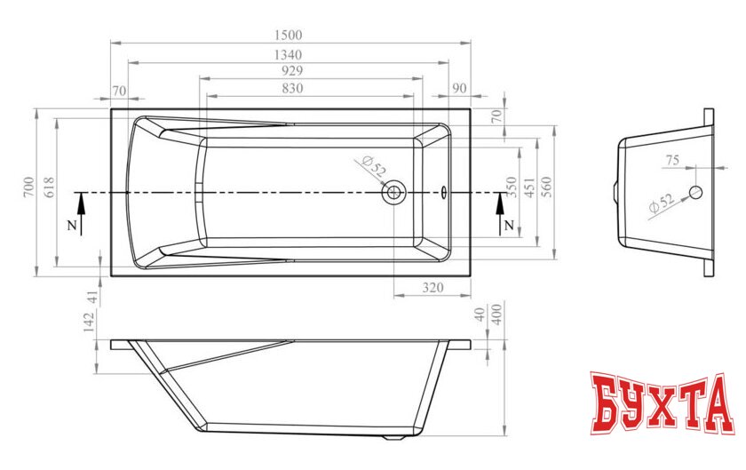 Ванна Lavinia Boho One 150x70 3701005P 3