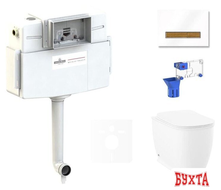 Унитаз приставной Lavinia Boho Relfix Bell Pro 5 в 1 87551009 (белый/светлое дерево стекло) 1