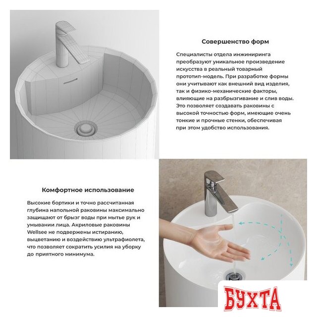 Умывальник Wellsee Chalice Perfection 230614000 (отдельностоящий, с отверстием под смеситель, глянцевый белый) 5