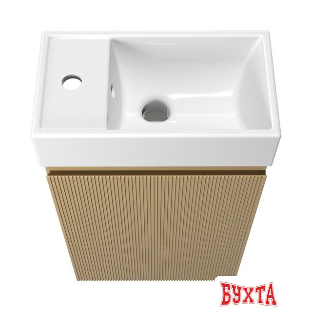 Мебель для ванных комнат Wellsee Тумба под умывальник 2 в 1 WC Area 221803002 (тумба/матовый бежевый, раковина/глянцевый белый, без ножек) 3