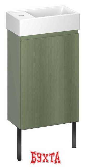 Мебель для ванных комнат Wellsee Тумба под умывальник 3 в 1 WC Area 221805006 (тумба/матовый зеленый, раковина/глянцевый белый, ножки/матовый черный)