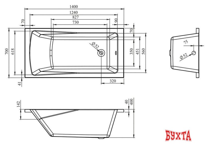 Ванна Lavinia Boho One 140x70 37010040 4