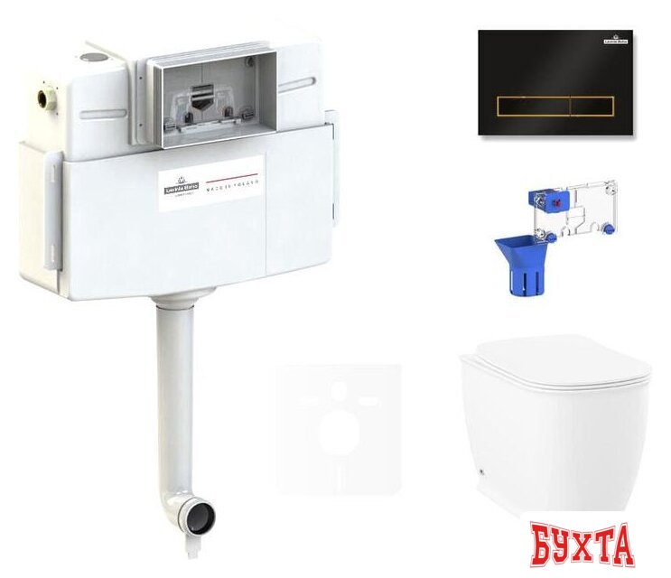 Унитаз приставной Lavinia Boho Relfix Bell Pro 5 в 1 87551010 (черный/золотистый пластик)