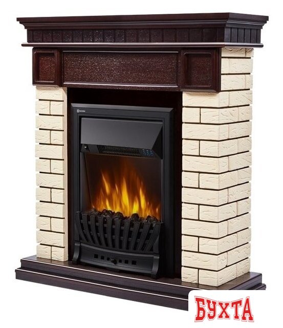 Портал Firelight Bricks Classic (камень бежевый/шпон темный дуб) 2