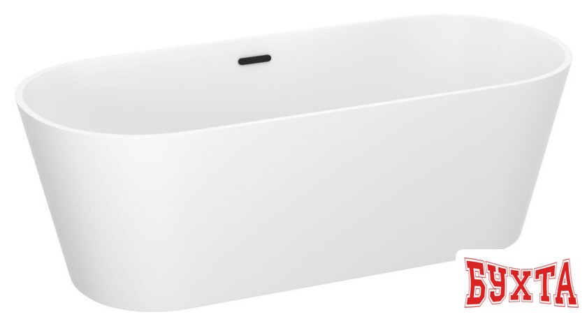 Ванна Wellsee Shell 170x75 28170303R (отдельностоящая ванна белый глянец, экран, ножки, сифон-автомат матовый черный) 2