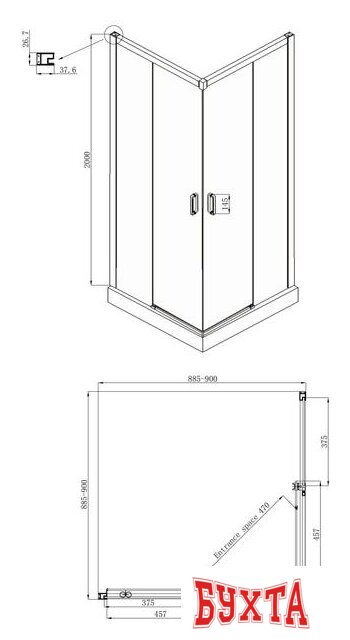 Душевой уголок Ambassador Set 11011203-ST11 5