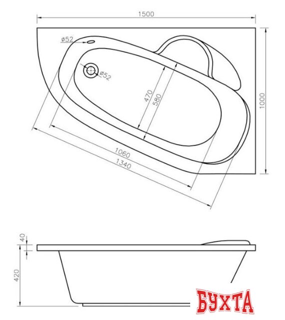 Ванна Lavinia Boho Bell Pro 150x100 370215PL 2