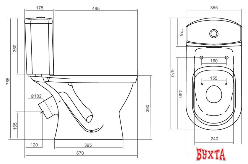 Унитаз напольный Santek Алькор [1.WH30.2.196] 2