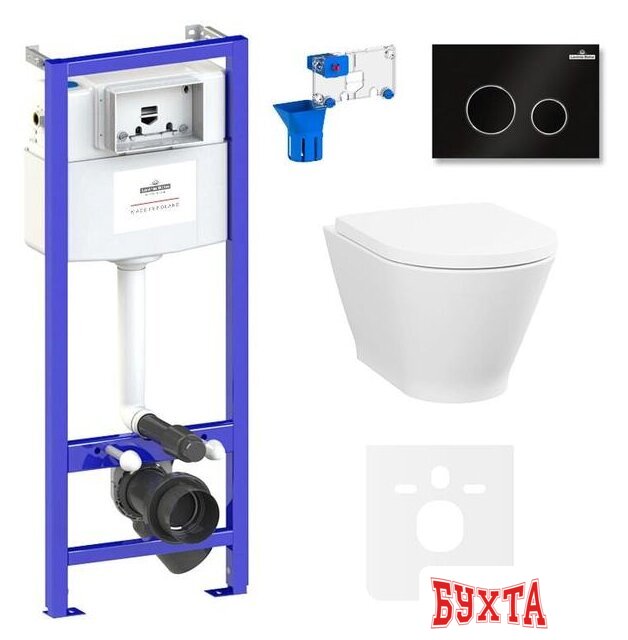 Унитаз подвесной Lavinia Boho Relfix Elegant Rimless 7 в 1 87561095 (черный пластик)