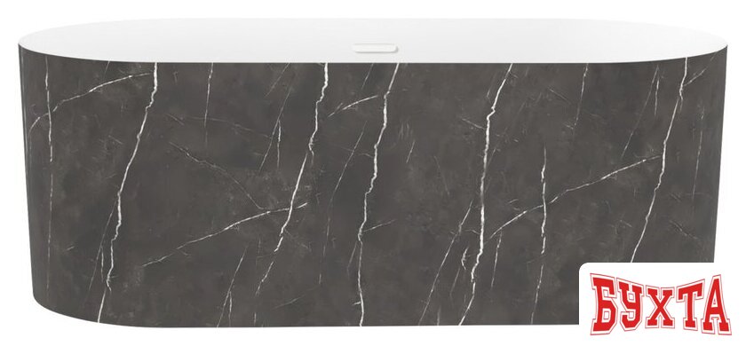 Ванна Wellsee Chalice Perfection 166x77 230604002 (отдельност. ванна белый глянец/мат. черн. мрамор, экран, ножки, сифон-автомат глянц. белый)