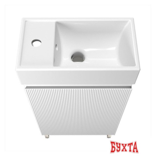 Мебель для ванных комнат Wellsee Тумба под умывальник 3 в 1 WC Area 221801004 (тумба/матовый белый, раковина/глянцевый белый, ножки/нержавеющая сталь) 3