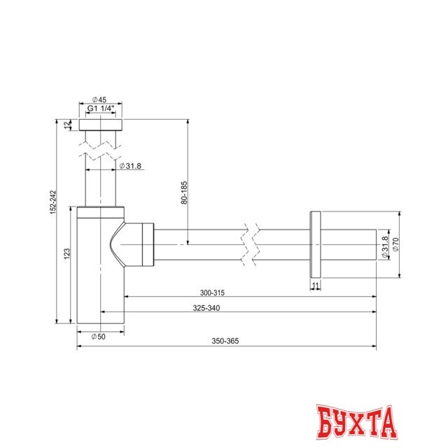 Сифон Wellsee Drainage System 182106000 (золото) 4