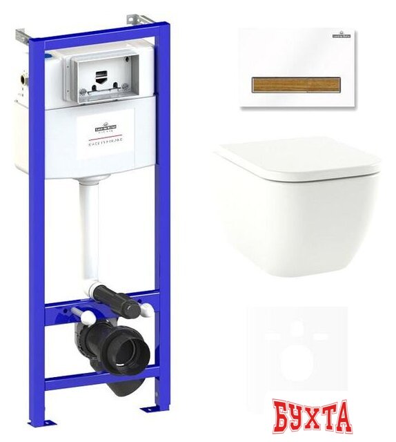 Унитаз подвесной Lavinia Boho Relfix One Rimless 6 в 1 75110108 (белый/светлое дерево пластик)