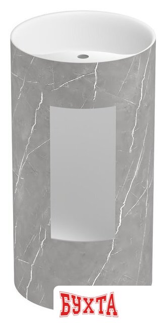 Умывальник Wellsee Chalice Perfection 230625000 (отдельностоящий, с отверстием под смеситель, цвет матовый серый мрамор/глянцевый белый) 3