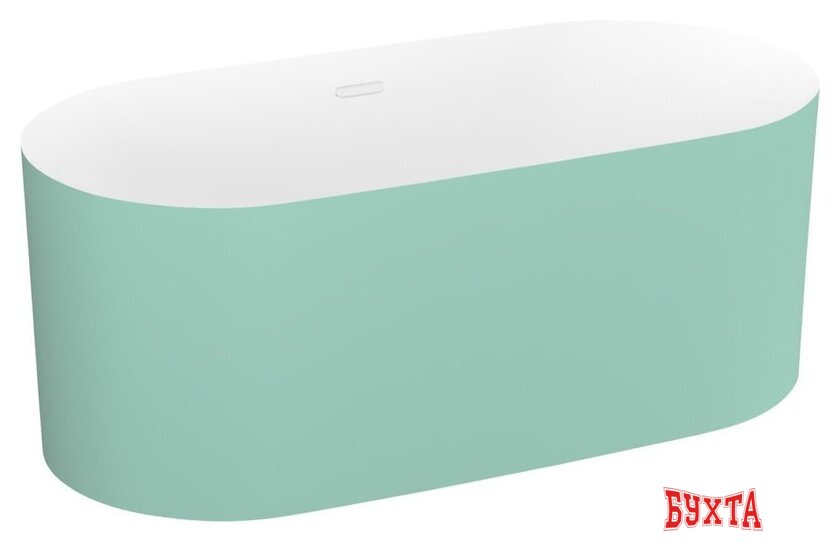 Ванна Wellsee Chalice Perfection 166x77 230607002 (отдельност. ванна белый глянец/мат. светло-зелен., экран, ножки, сифон-автомат глянц.белый) 2