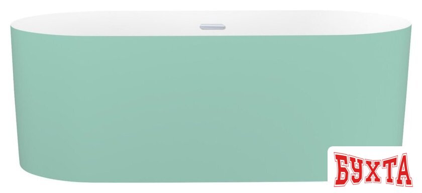Ванна Wellsee Chalice Perfection 166x77 230607001 (отдельностоящая ванна белый глянец/мат. светло-зеленый, экран, ножки, сифон-автомат хром)