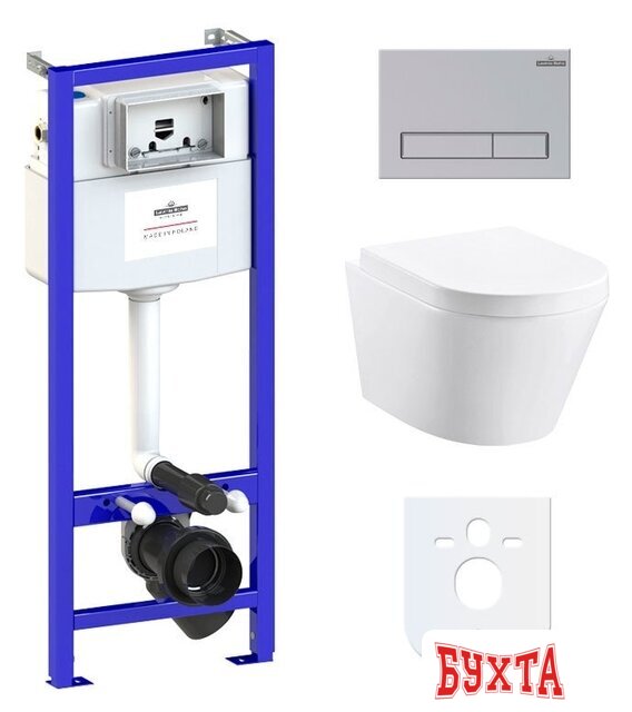 Унитаз подвесной Lavinia Boho Biore Compacto Rimless 6 в 1 77040087 (хром матовый пластик)