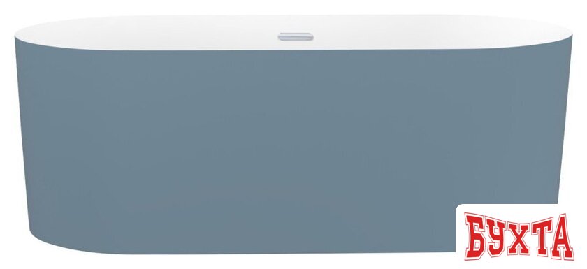 Ванна Wellsee Chalice Perfection 166x77 230608001 (отдельностоящая ванна белый глянец/мат. светло-синий, экран, ножки, сифон-автомат хром)