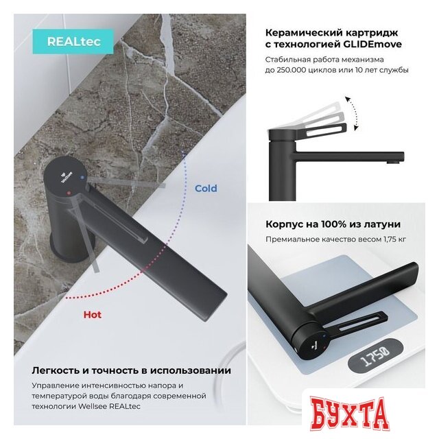 Смеситель Wellsee ONCE! and forever 182407000, отдельностоящий (матовый черный) 4