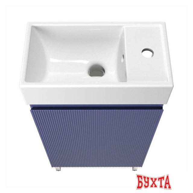 Мебель для ванных комнат Wellsee Тумба под умывальник 3 в 1 WC Area 221804003 (тумба/матовый синий, раковина/глянцевый белый, ножки/нержавеющая сталь) 3