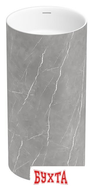 Умывальник Wellsee Chalice Perfection 230618000 (отдельностоящий, без отверстия под смеситель, цвет матовый серый мрамор/глянцевый белый) 1