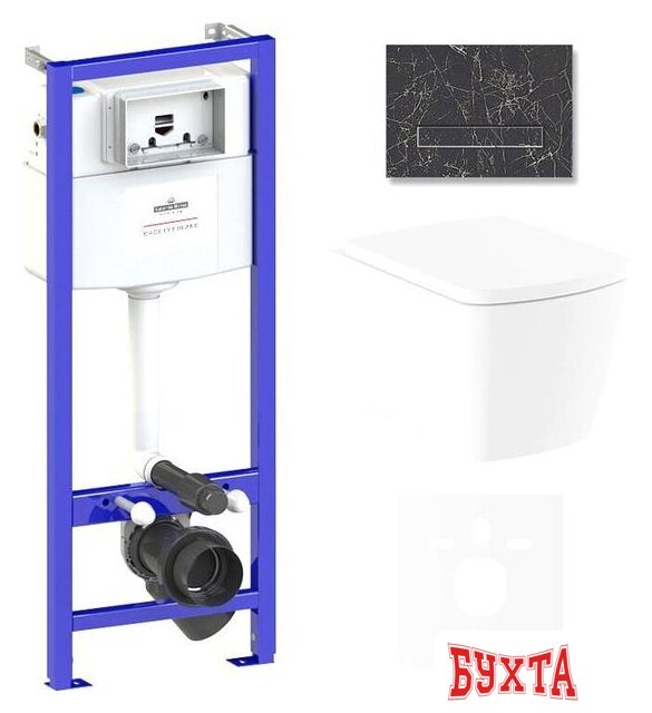 Унитаз подвесной Lavinia Boho Relfix Aveo Rimless 6 в 1 75110252 (greek black иск. камень)