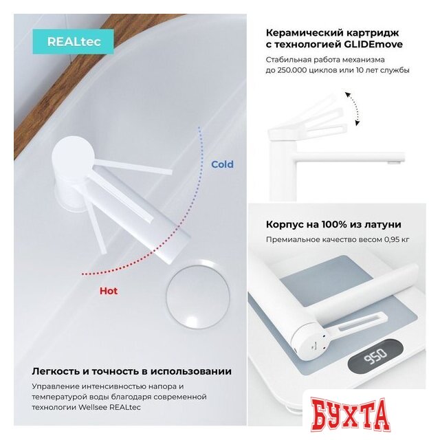 Смеситель Wellsee ONCE! and forever 182405000 (матовый белый) 4