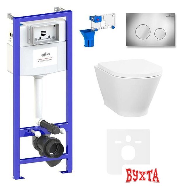 Унитаз подвесной Lavinia Boho Relfix Elegant Rimless 7 в 1 87561093 (хром пластик) 1