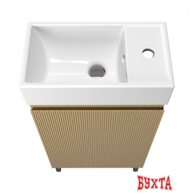 Мебель для ванных комнат Wellsee Тумба под умывальник 3 в 1 WC Area 221803005 (тумба/матовый бежевый, раковина/глянцевый белый, ножки/матовый черный) 3